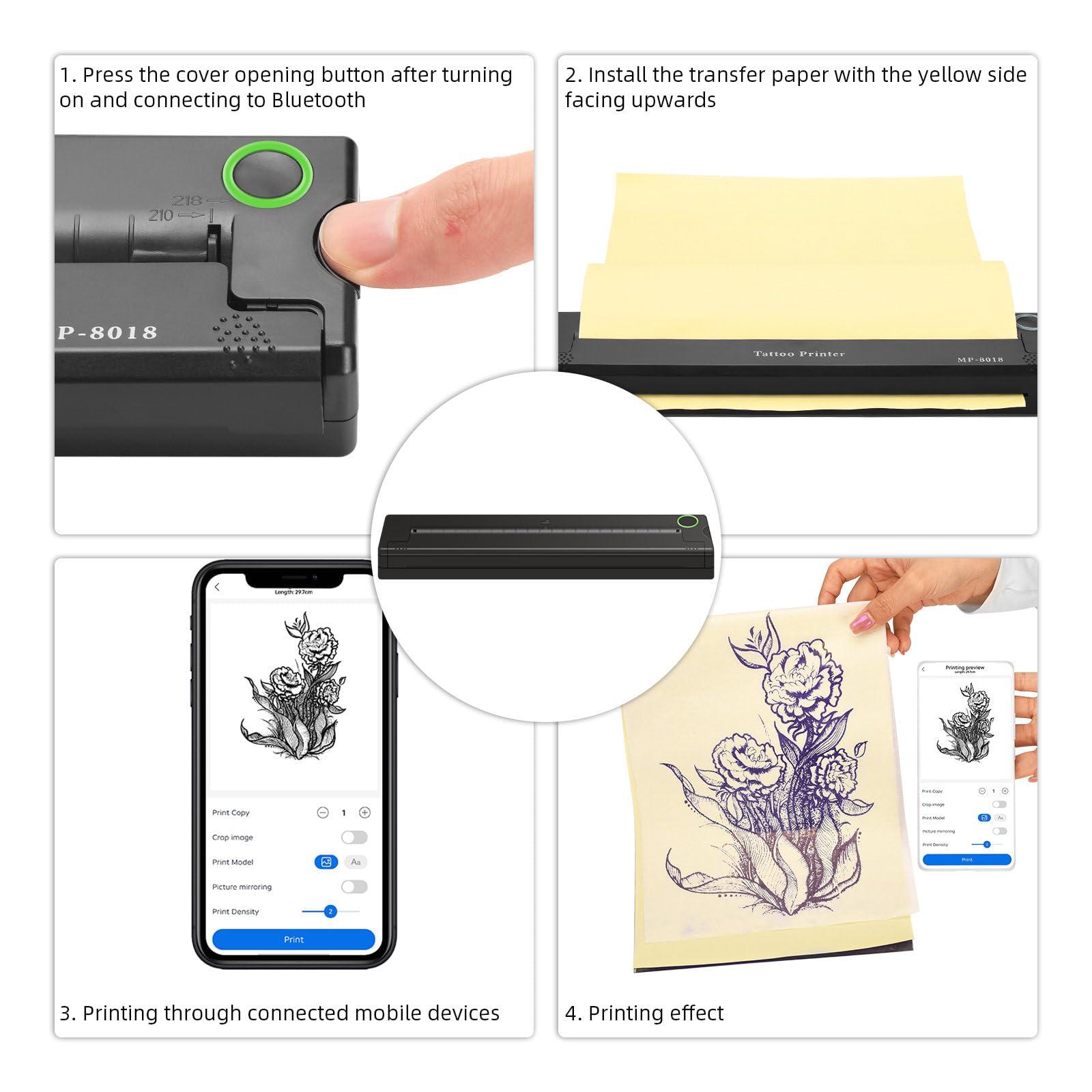 BAMTTOO BAMTTOO Tattoo Transfer Machine Stencil Printer Portable Tattoo Transfer Machine Thermal Printer Bluetooth Thermal Copier Machine Tattoo Supplies