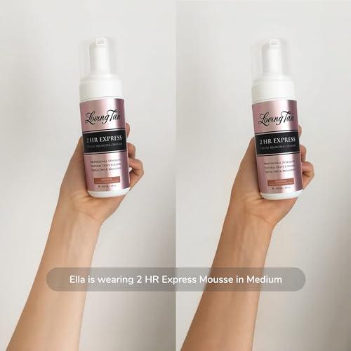 Loving Tan Loving Tan 2 HR Express Self Tanning Mousse, Medium - Streak Free, Natural, Professional Quality - 5+ Sunless Self Tanner Applications per Bottle, Cruelty Free, Naturally Derived DHA - 6.7 FL Oz