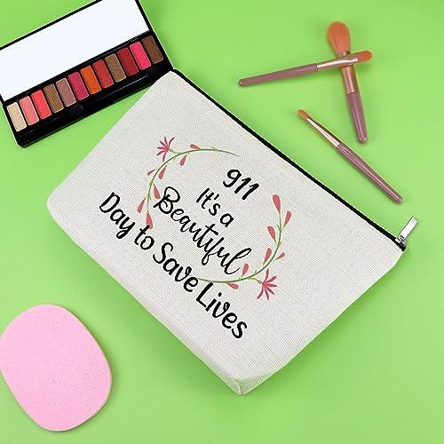 Gevody Gevody 911 Dispatcher Gifts 911 Makeup Bag 911 Operator Gifts 911 Dispatcher Appreciation Gifts Cosmetic Bag Thank You Gifts for Police Dispatcher Christmas Thanksgiving Gift Travel Cosmetic Pouch