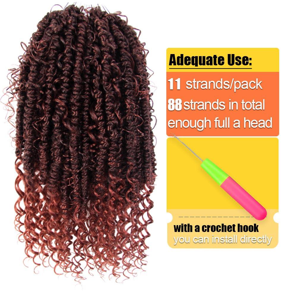SERENDIPA SERENDIPA Goddess Passion Twist Hair with Curly End 12 Inch Short Pre-Looped Boho Style Crochet Braids Pre-twisted (8 Packs, T350)