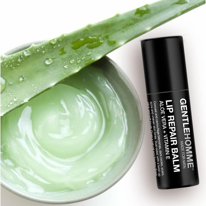 Gentlehomme Gentlehomme - Lip Repair Balm - Mens Lip Balm with SPF 15 - With Aloe Vera & Vitamin E - Repair & Hydrate Dry, Cracked, Chapped Lips - Long-Lasting Moisture - Clear Balm - Lip Care - Vegan - 3 Pack
