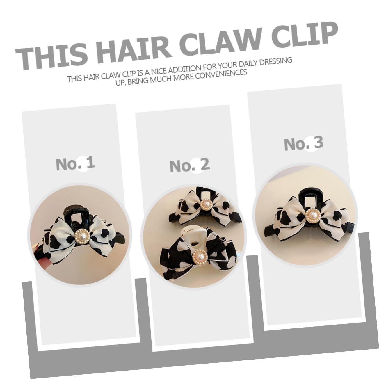 CIMAXIC Pearl Cow Print Hair Bow Claw Clip Stylish Hair Teeth Clamp for Women and for Ponytails and Everyday Hair Accessories