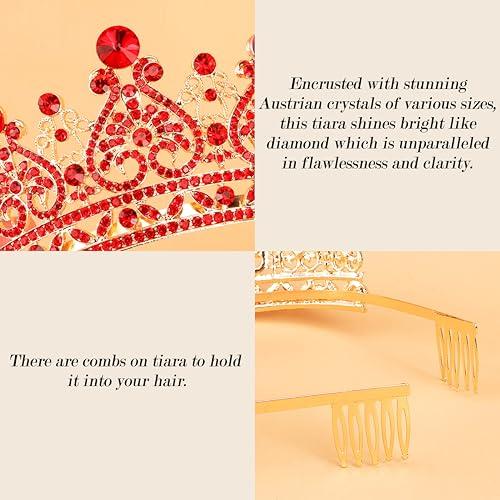 TOBATOBA TOBATOBA Red Tiaras and Crowns for Women Queen of Hearts Crown, Gothic Red Crown Royal Queen Crown Baroque Crown Princess Tiara Queen of Hearts Costume Women Birthday Pageant Halloween Costume Cosplay