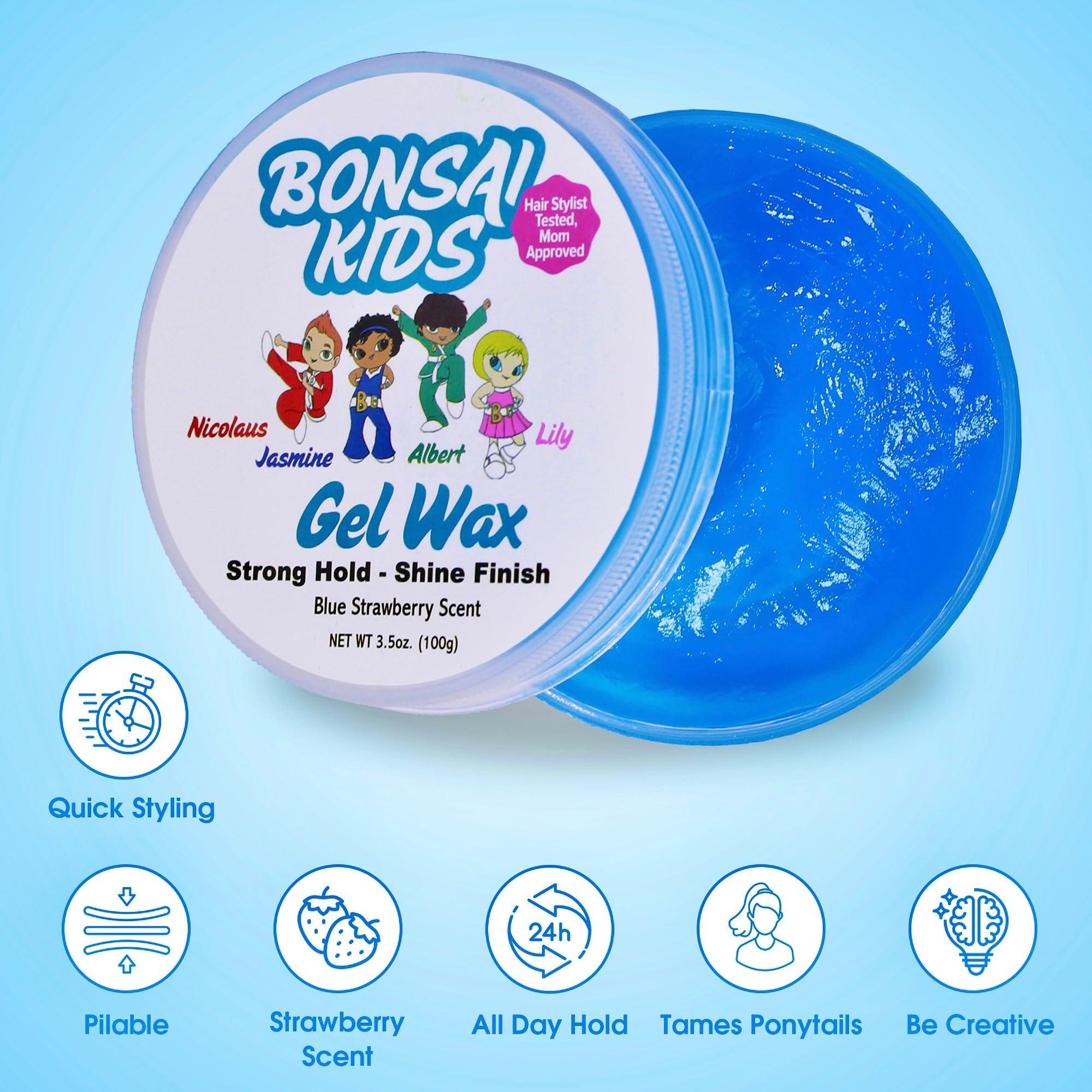 Bonsai Kids Hair Care Kids & Toddlers Gel Wax ~ Strong all-day hold, for Boys - Great for Ponytails, Buns, or Taming Flyaways