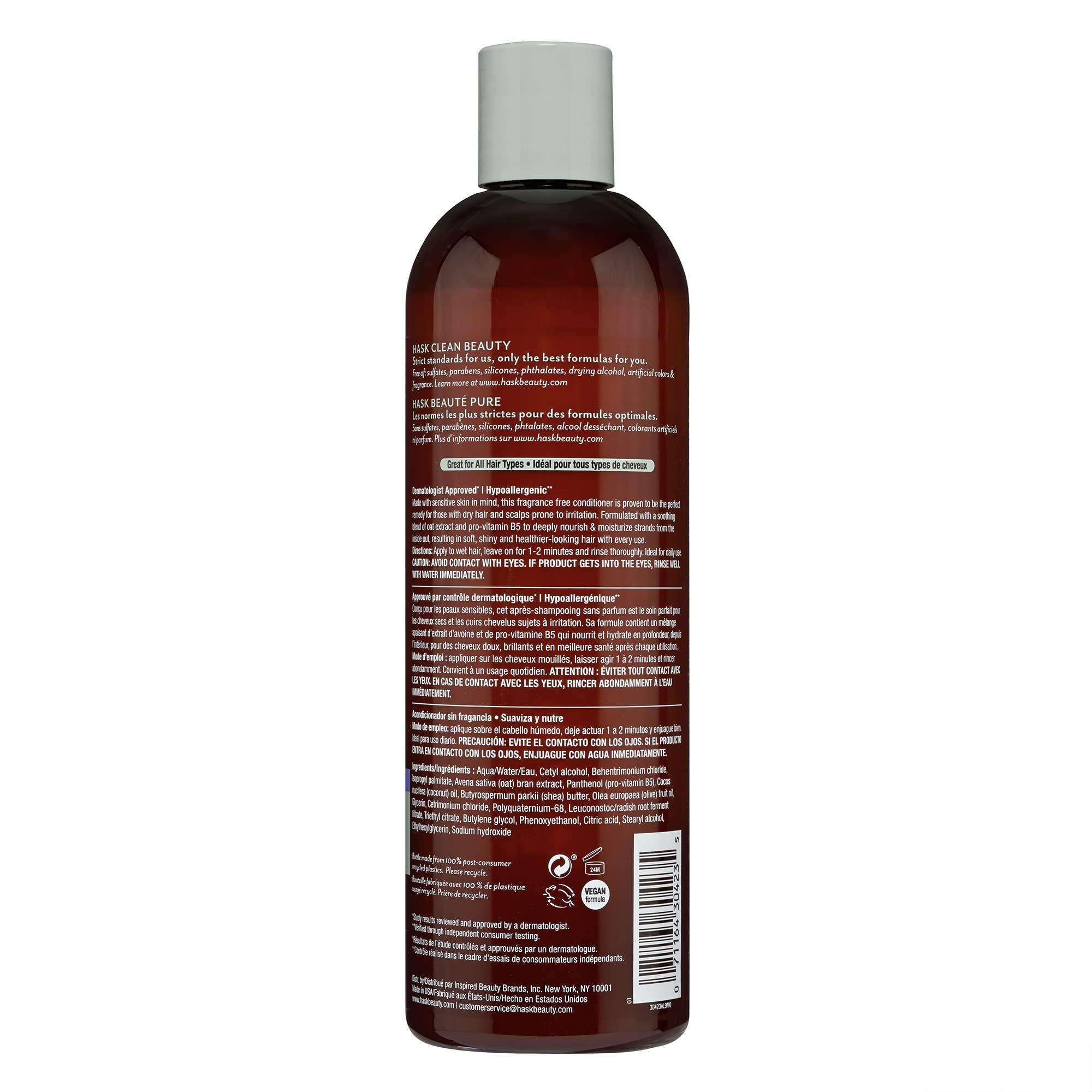 HASK HASK SENSITIVE CARE Shampoo + Conditioner Set - Fragrance & Paraben Free, Vegan, Color Safe, Gluten & Sulfate Free, Cruelty-Free