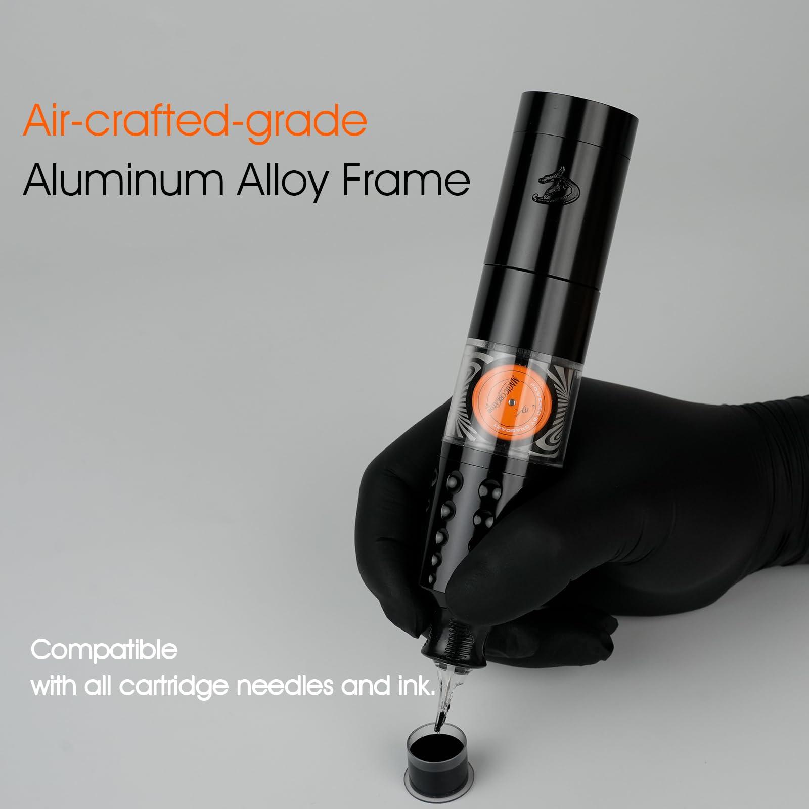 Dragoart Dragoart Tattoo Gun Wireless Tattoo Machine Brushless Motor 10800Rpm, 0-4mm Needle Depth Aluminium Alloy Frame Direct Drive System LED Display, Rotary Tattoo Gun 1300mAh for 6hrs Tattooing (Silver)