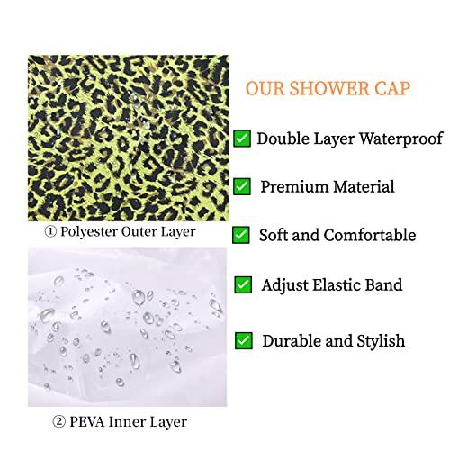 Fishent Fishent Adjustable Shower Cap, Large Reusable Shower Caps for Women Long Hair, Double Layer Waterproof Hair Cap, Adult Bathing Cap Shower Hat for Hair Protecton