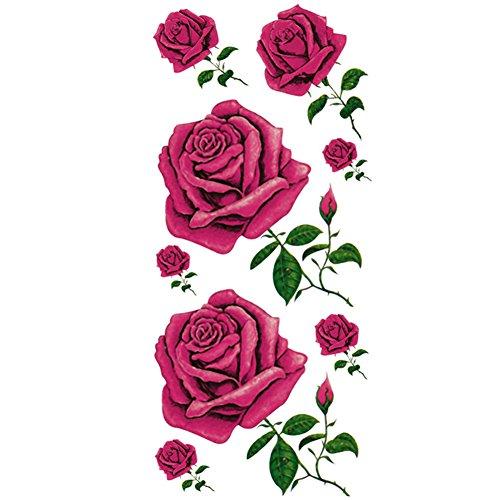 TAFLY TAFLY Red Rose Tattoo Fake Flower Body Art Temporary Tattoo Stickers 5 Sheets