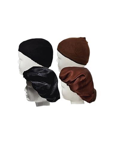 Revealed Pearl Satin lined wig cap, wig cap, wig cap for lace wig 4 pack (2 Black and 2 brown)