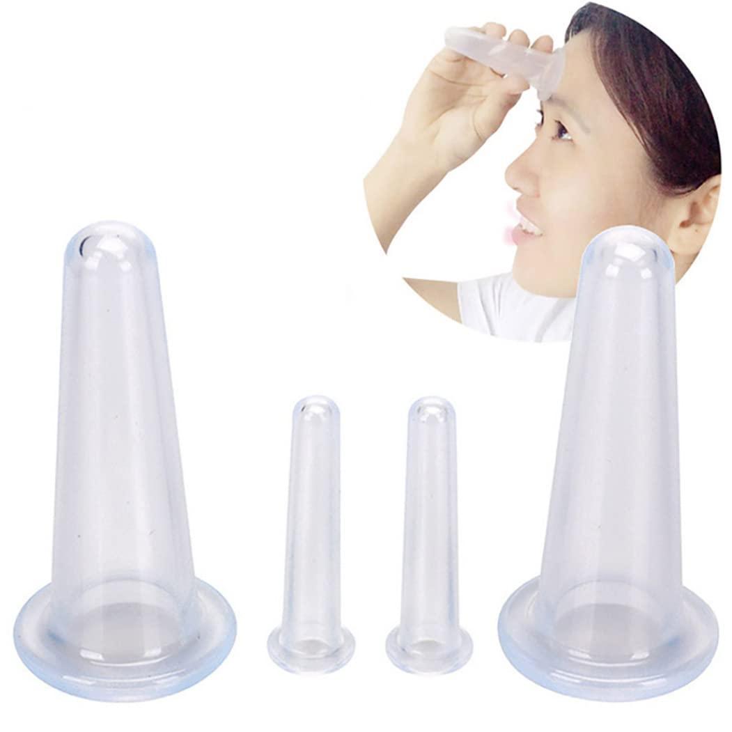 NewGtuizi 4PCS Facial Cupping Set, Vacuum Massage Silicone Cup For Body Face Neck Back Eye For Skin Care Anti-Aging And Anti-Wrinkle Beauty Tool, White