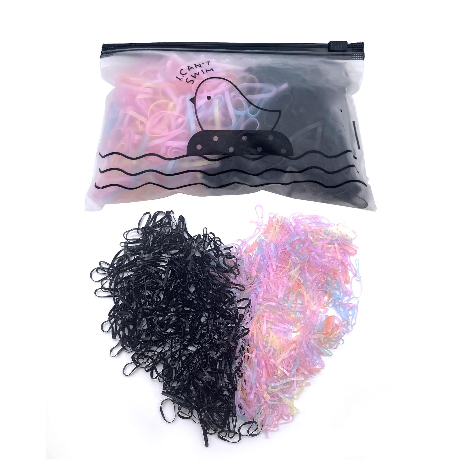 oditton oditton 1000 PCS Soft Elastic Hair Ties - Mini Toddler Braids Ponytail Holders, Mini Rubber Bands, for Infant Girls, Kid Braids, Jelly and Black