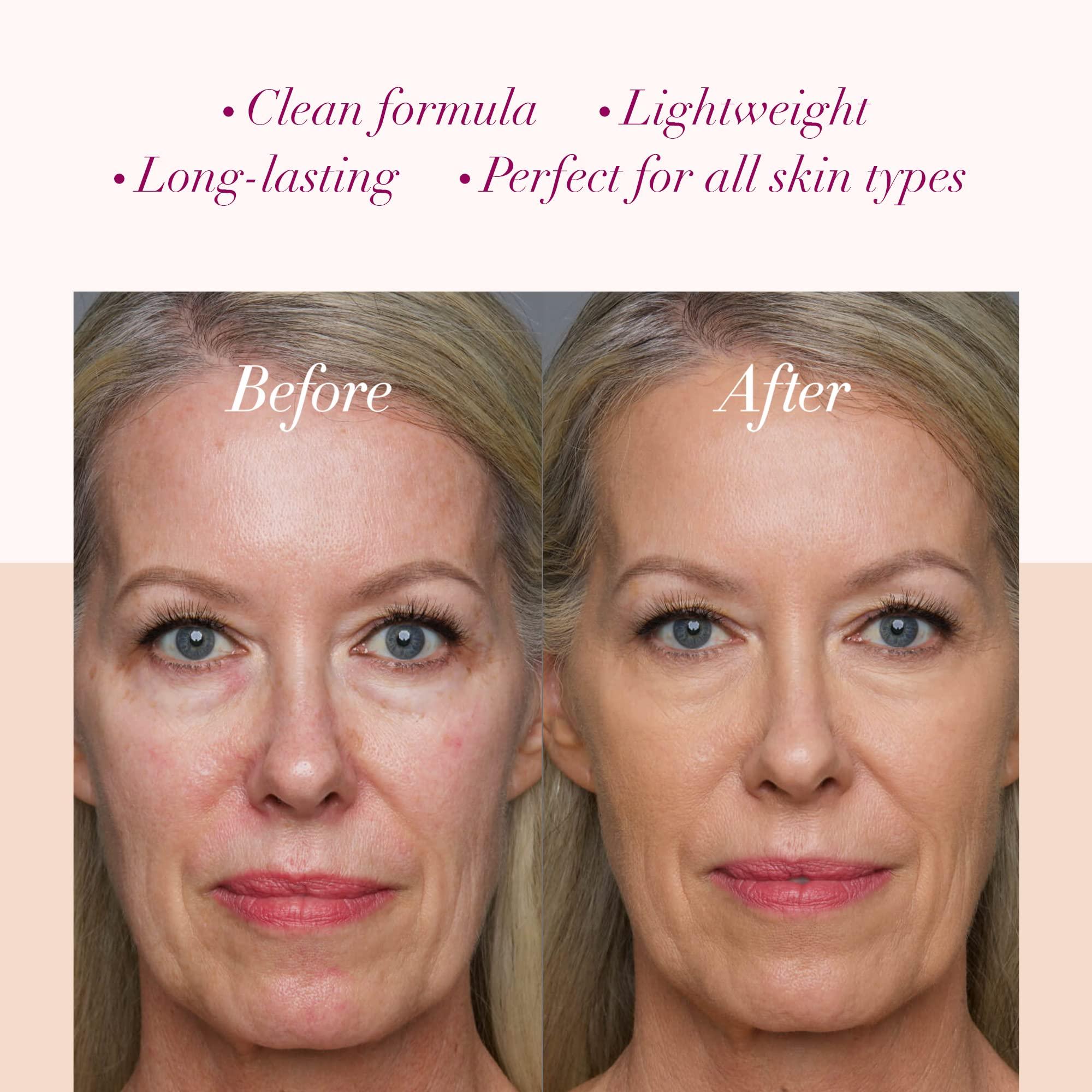 LUMINESS LUMINESS Silk Airbrush Spray Foundation & Buffing Brush Kit Full Coverage Foundation & Dual-Sided Buffing Brush - Buildable Coverage, Anti-Aging Formula Hydrates & Moisturizes (Shade - Light Warm)