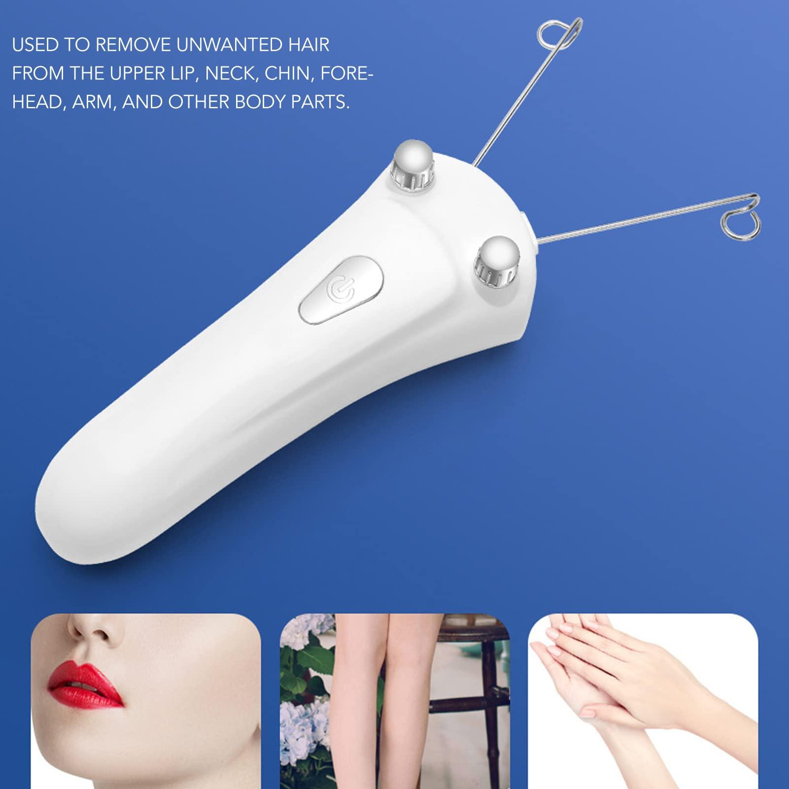 Ayayu Facial Threading Hair Removal, USB Charging Electric Cordless Threader Machine with LED Light, Handheld Ladies Face Cotton Epilator for Chin Lip Arm, Women Men