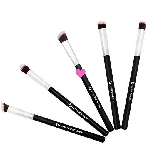Beauty Junkees Angled Eyeshadow Blending Makeup Brush – Small Mini Angle Kabuki, Synthetic Eye Shadow Blender Brushes for Eyelid, Brow Bone, Crease, Cheek Highlighter, Setting Liquid Cream Mineral Powder Cosmetics