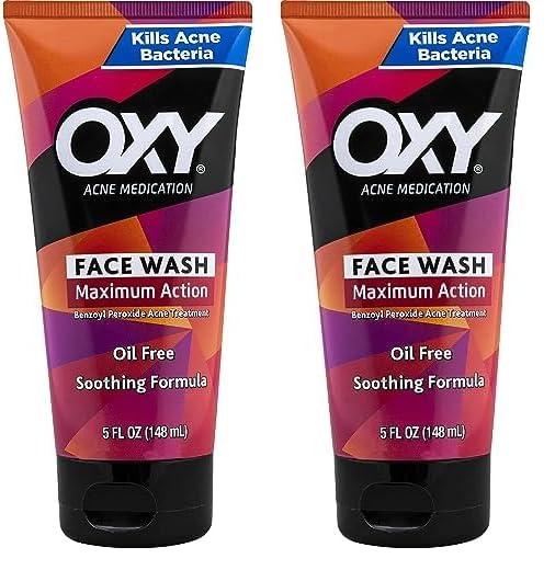 Oxy Oxy Acne Medication Face Wash - Maximum Action with Maximum Strength 10% Benzoyl Peroxide (5 Fl Oz) (Pack of 2)