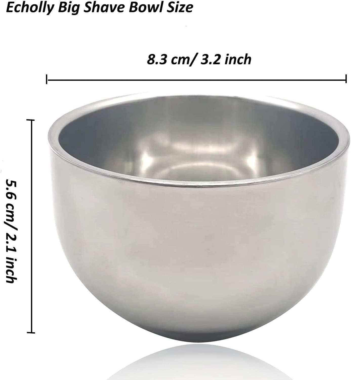 ECHOLLY 3 in1 Premium Shaving Brush Kit for Men Includes Vegan Badger Synthetic Hair Shaving Brush,Stainless Steel Shaving Soap Bowl,Heavy Safety Stand for Mens Gift (Ivory White)