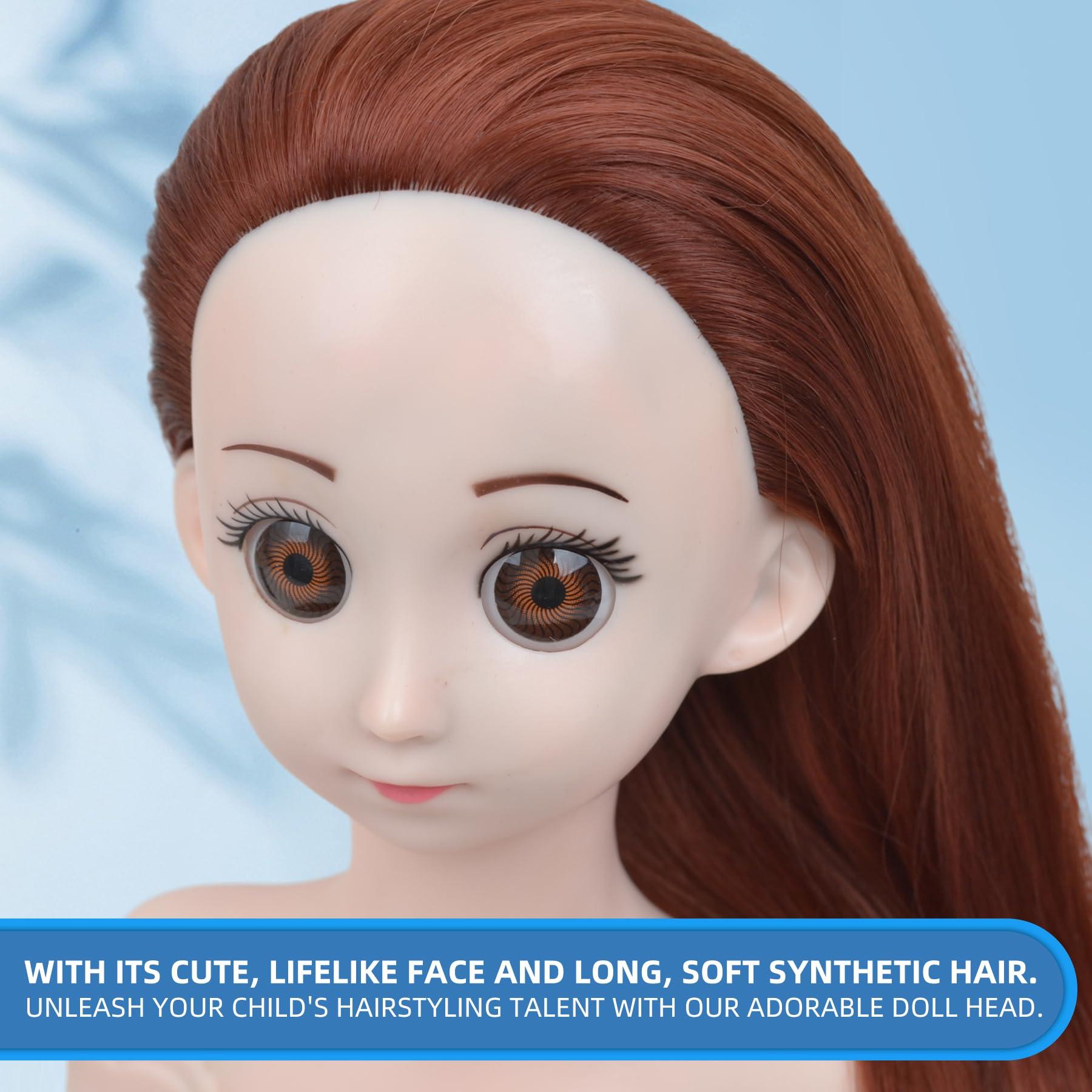 PERFEHAIR PERFEHAIR Doll Head for Hair Styling,Kids & Girls Small Mannequin with Soft Brown Hair, Braiding & Cosmetology Practice, Includes Clamp & Styling Tools