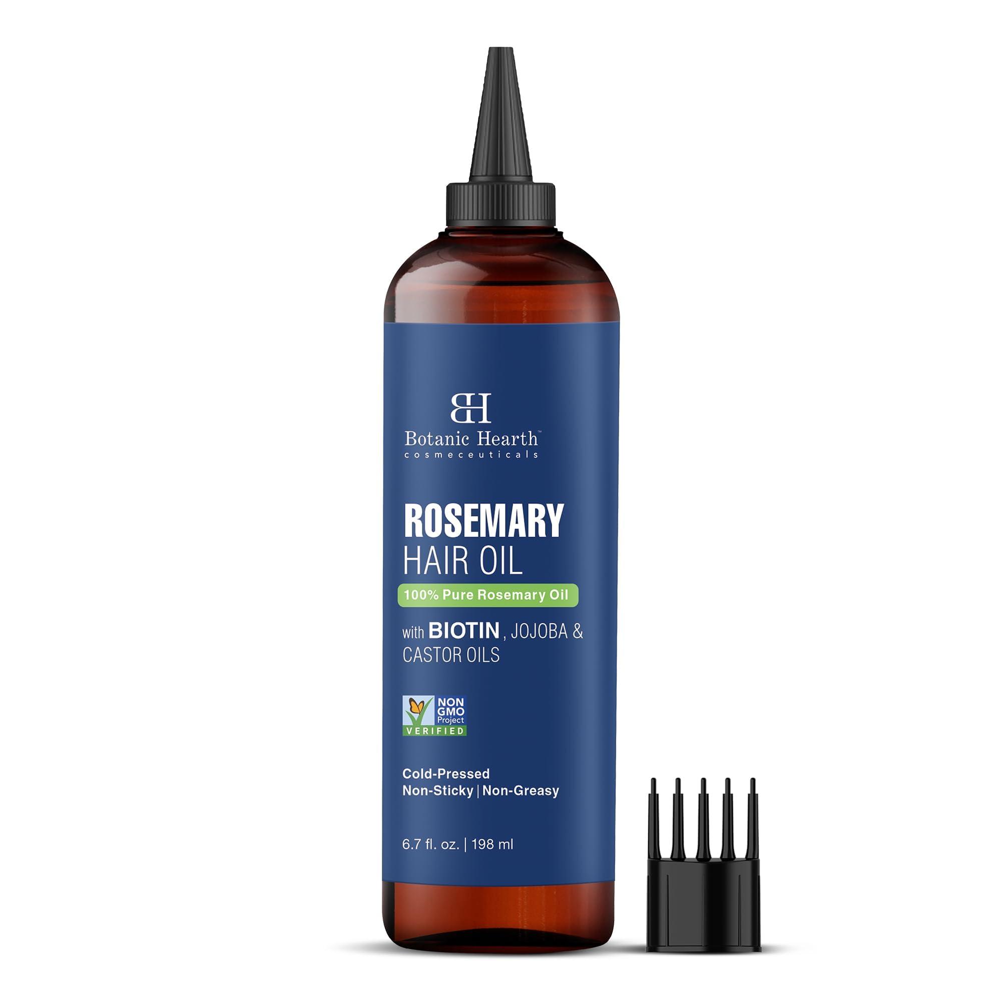 Botanic Hearth Botanic Hearth 100% Pure Rosemary Oil For Hair Growth (6.7 fl oz) Infused With Biotin, Jojoba & castor Oil | Hair strengthening Treatment | Nourishing & Volumizing | Non GMO Verified