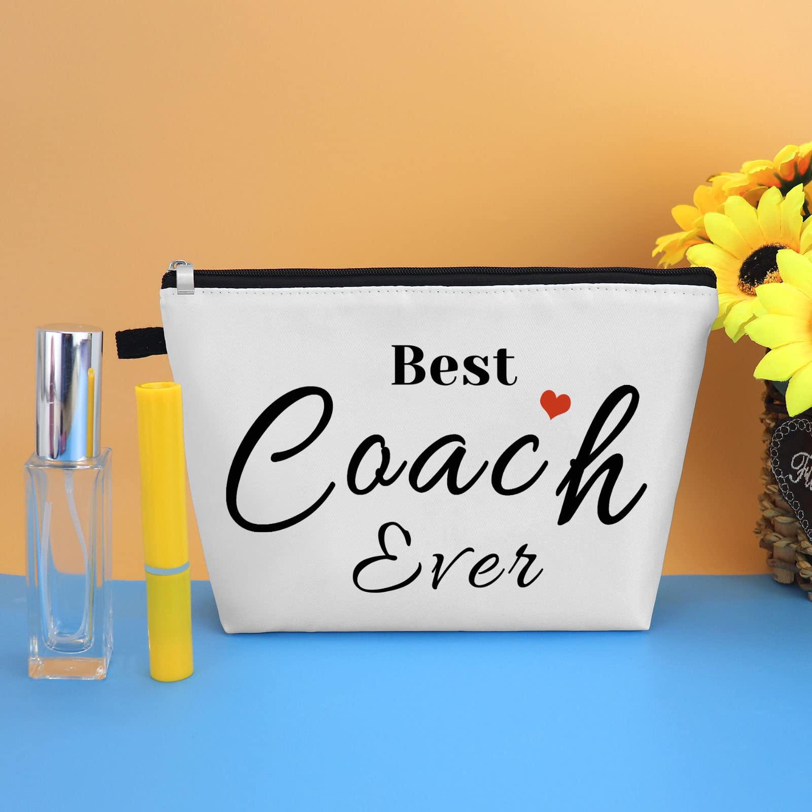 Mikela Coach Gifts Coach Appreciation Gift Makeup Bag Coach Thank You Gifts Cosmetic Bag for Women Birthday Thanksgiving Christmas Gift for Coach Teacher Soccer Cheer Volleyball Swim Dive Coach Travel Pouch