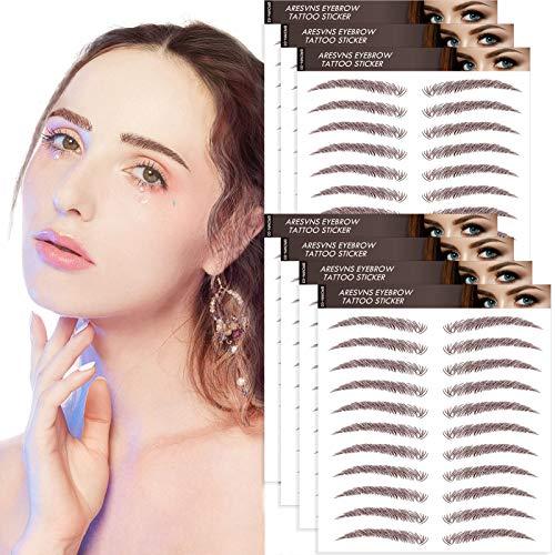 Aresvns Aresvns Chocolate Eyebrow Tattoo 77 Pairs!Newly Improved 4D Lifelike Imitation Eyebrows,Good Looking Reddish Brown Eyebrow Transfers Sticker,Suitable Sizes,Waterproof and Long-Lasting 4-6 Day