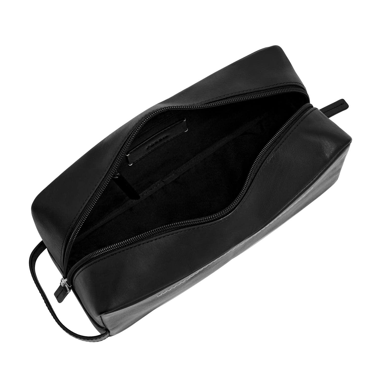 Fossil Fossil Leather Travel Toiletry Bag Shave Dopp Kit , Black (Model: MLG0779001)