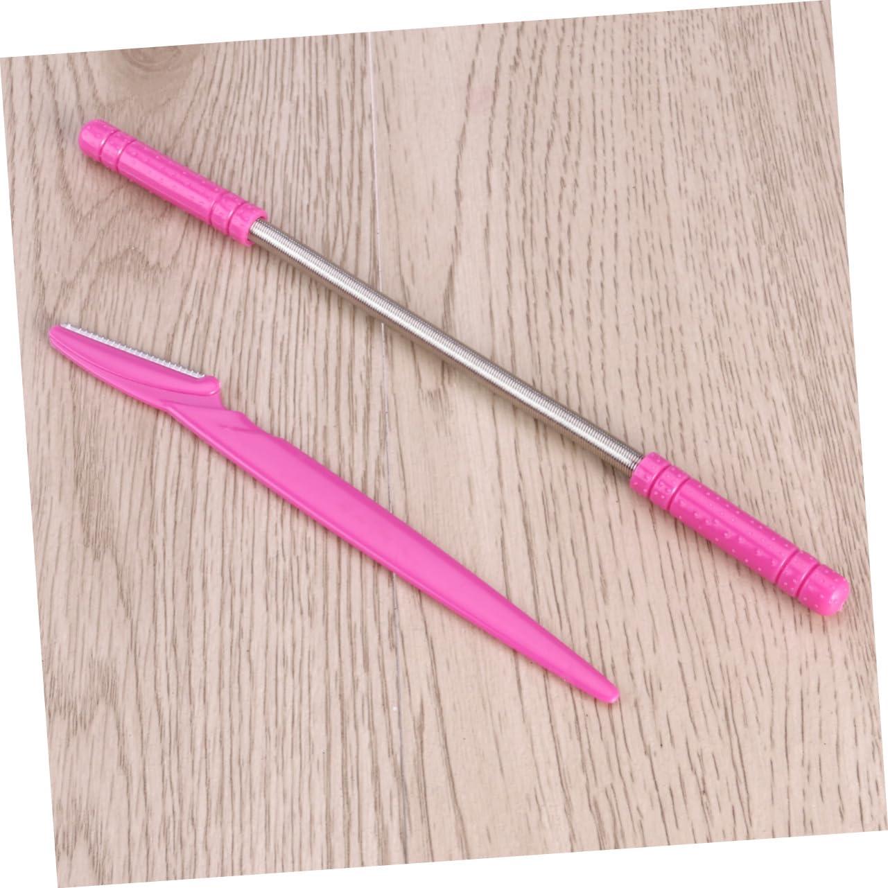 Hemoton Hemoton 2pcs Face Hair Removing Spring Facial Hair Remover Facial Hair Removing Spring Eyebrow Razor Eyebrow Shaper Razor Facial Hair Removing Stick Facial Tools Face Shavers Razors Pink