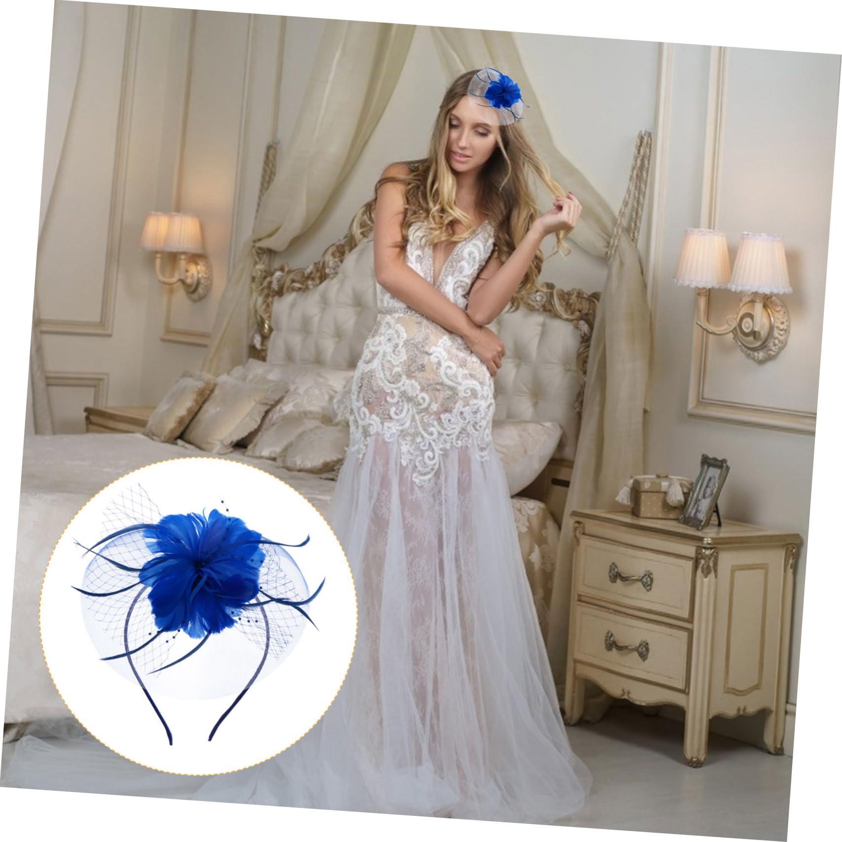Healeved Healeved 1pc Feather Hairpin Hair Clip Wedding Hair Accessories Hair Pin Headbands Pink Hair Ties Wedding Headband Party Headdress Feather Hairpin Women Headdress Mesh Blue