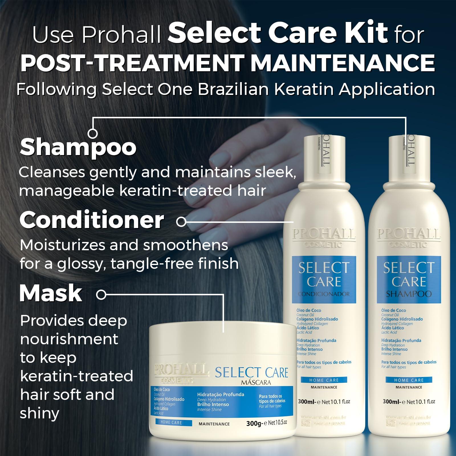 Prohall Cosmetic Prohall Cosmetic Brazilian Keratin Hair Treatment - Formaldehyde Free Blowout Complex & Post Progressiva Kit (Hair Mask, Shampoo, Conditioner)