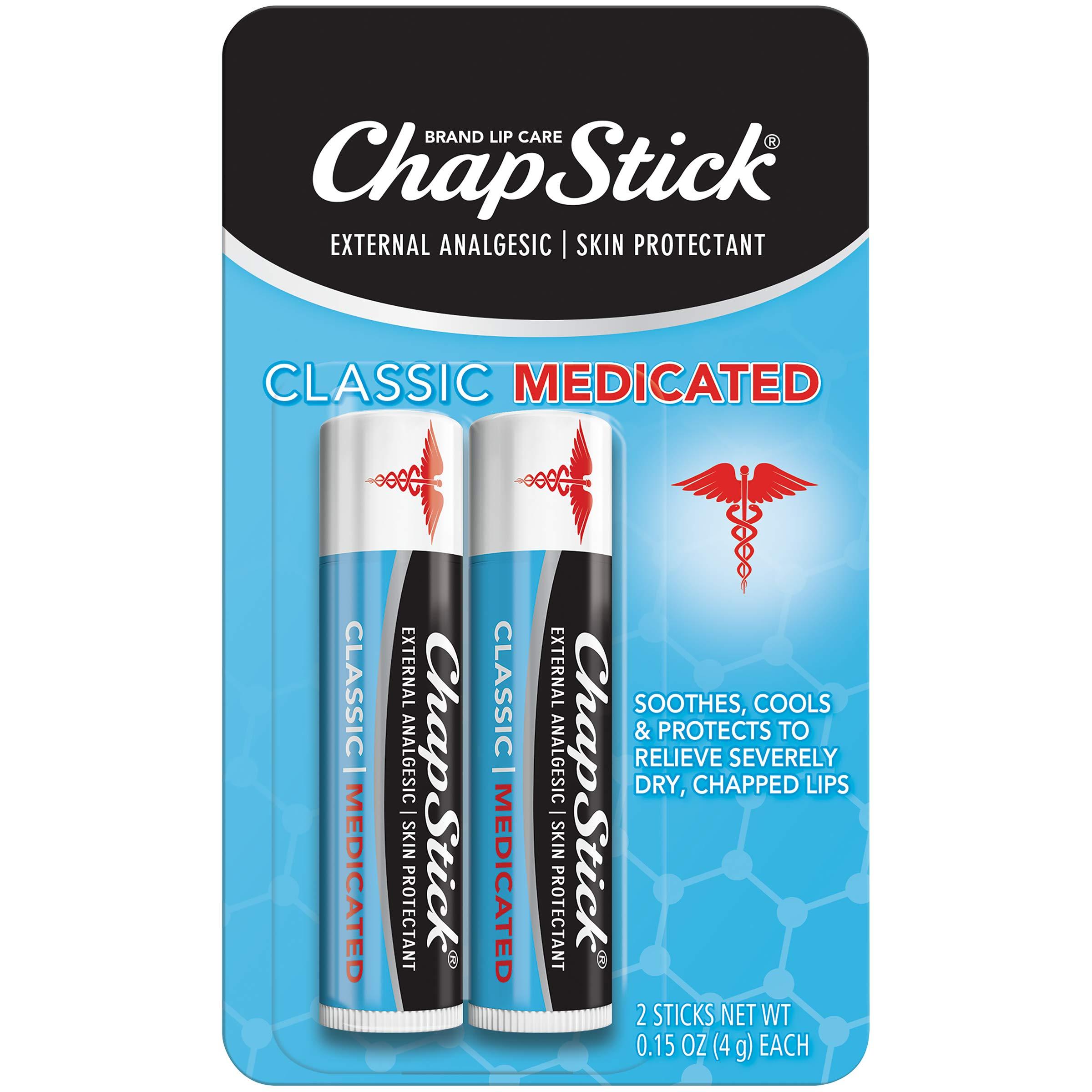 ChapStick ChapStick Classic Medicated Lip Balm Tubes, Chapped Lips Treatment and Skin Protectant - 0.15 Oz (Pack of 2)
