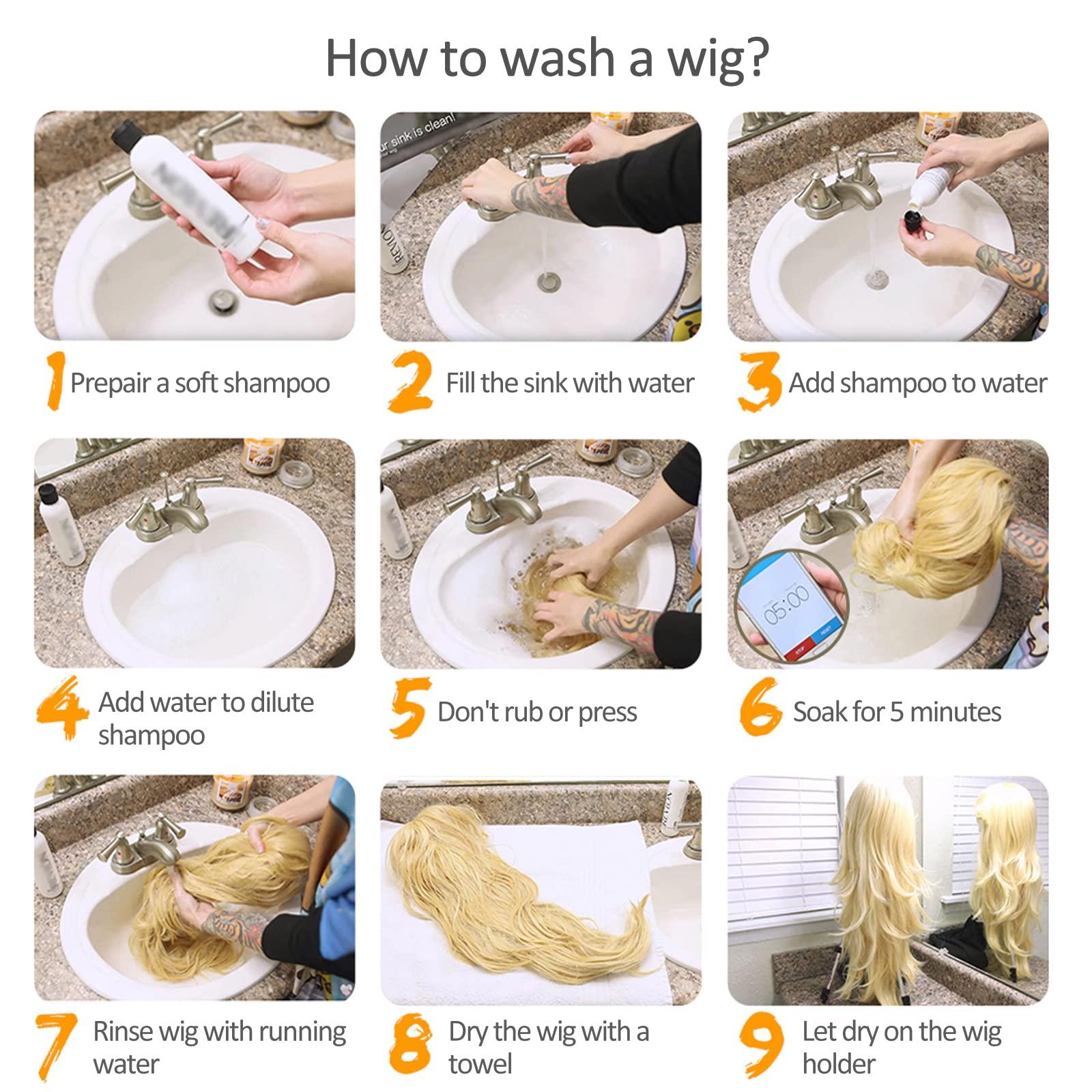 Ymiko Ymiko Blonde Curly Wig, Long Ombre Blonde Wig, Hair Length 26inch (about 65cm), Appropriate Head Circumference 52cm,57cm Blonde Wig Long Blonde Wig with Women Long Curly Body Wavy Blon