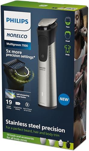 Philips Norelco Philips Norelco Multigroom 7000 Series, All-in-One Trimmer, Beard Trimmer and Hair Clipper, 19-Piece Men\'s Grooming Kit for Beard, Head, Hair, Body, and Face, Soft Pouch, MG7910/49