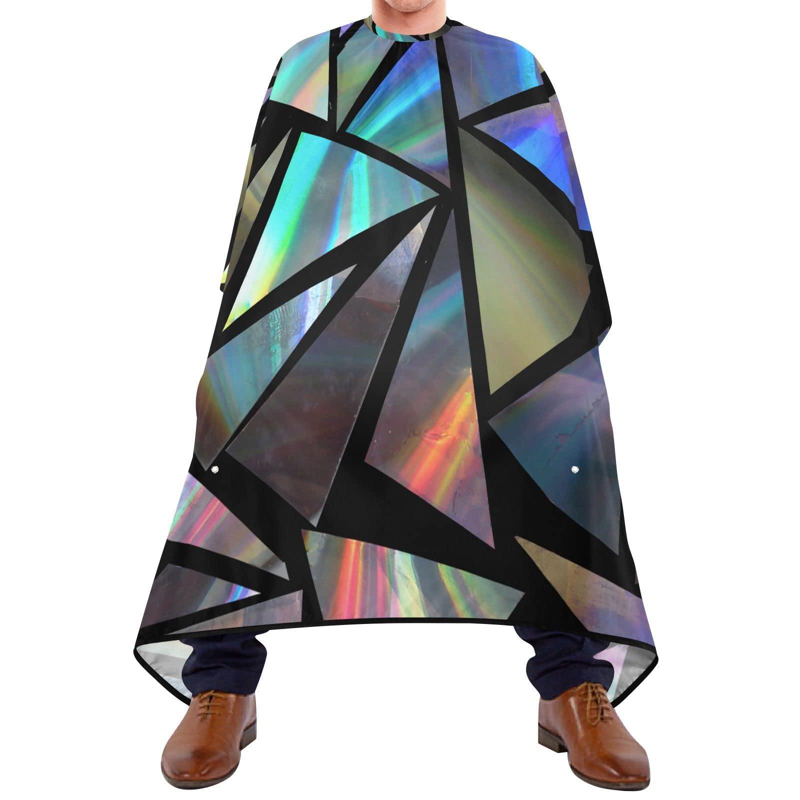 Kigai Kigai Iridescent Triangles Hair Cutting Cape, Waterproof Barber Cape Salon Cutting Cape with Adjustable Snap Closure for Men Women, 55 x 65 Inch