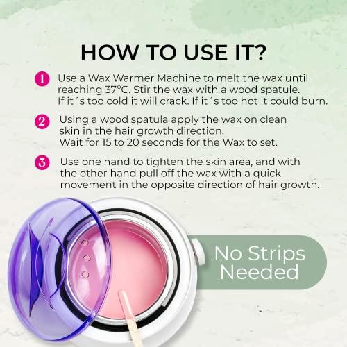 NATURAL-WAX NATURAL DEPILATORY WAX Natural Wax Depilatory Hard Wax - Professional Use 100% Organic Moisturizer - Hair Removal - Ideal for Small Areas and Sensitive Skin (14 oz)