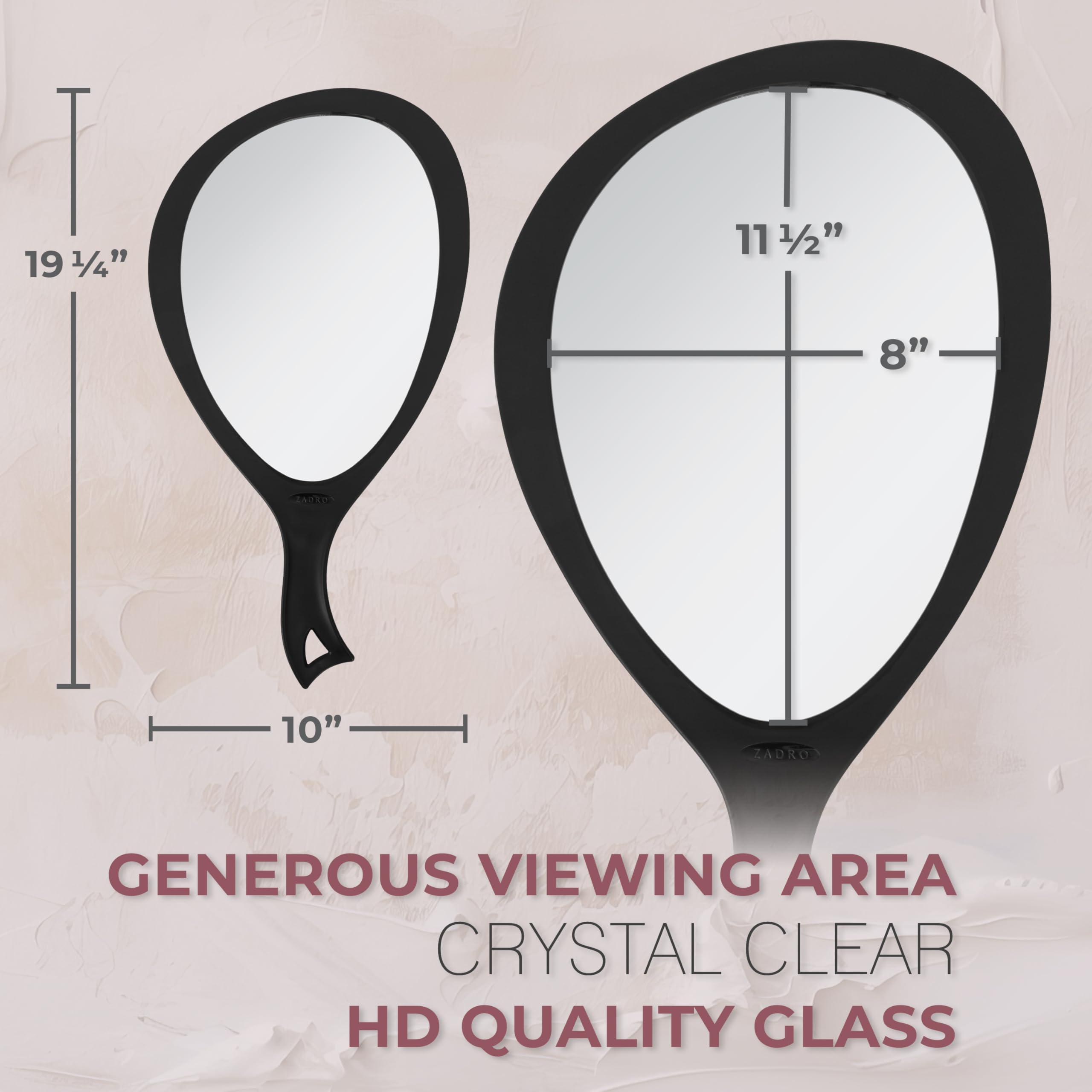 Zadro Zadro Salon Professional Extra Large Hand Mirror with Handle, 10\" W x 19\" L, Multi-Purpose Oval Handheld Mirror with New Distortion-Free Reflection (1, Bright Pink, Large (Pack of 1))