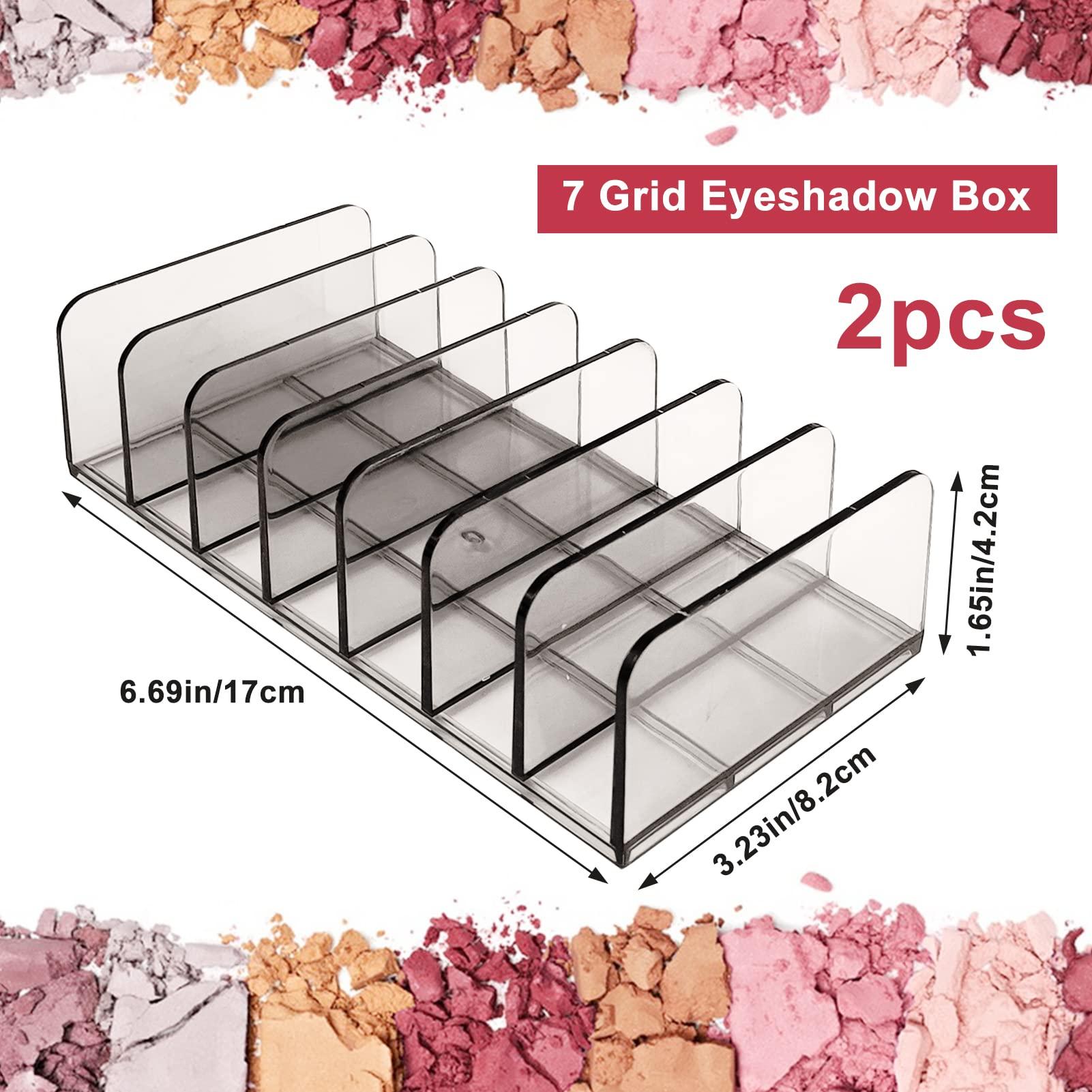 Cenbee Cenbee Makeup Palette Organizer(2 Pack)Acrylic Eyeshadow Palette Pallet,7 Sectons BPA-Free Divided Make Up Blush,Contour Storage Holder Cosmetic Eye Shadow Display Stand Clear Rack Vanity Holder(Grey)