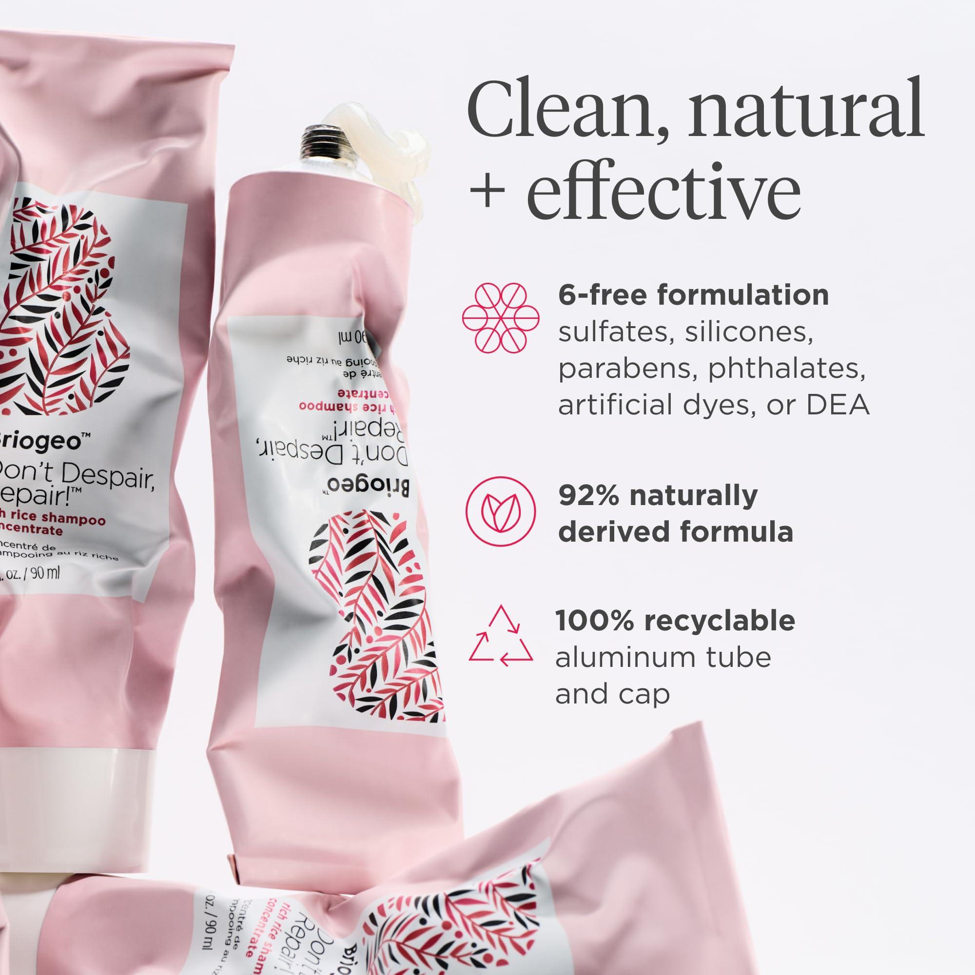 Briogeo Briogeo Don't Despair, Repair! Rich Rice Shampoo Concentrate, Protein Shampoo for Severely Damaged Hair, Water-Activated Concentrate Shampoo, Vegan, Cruelty-Free, 3 fl oz