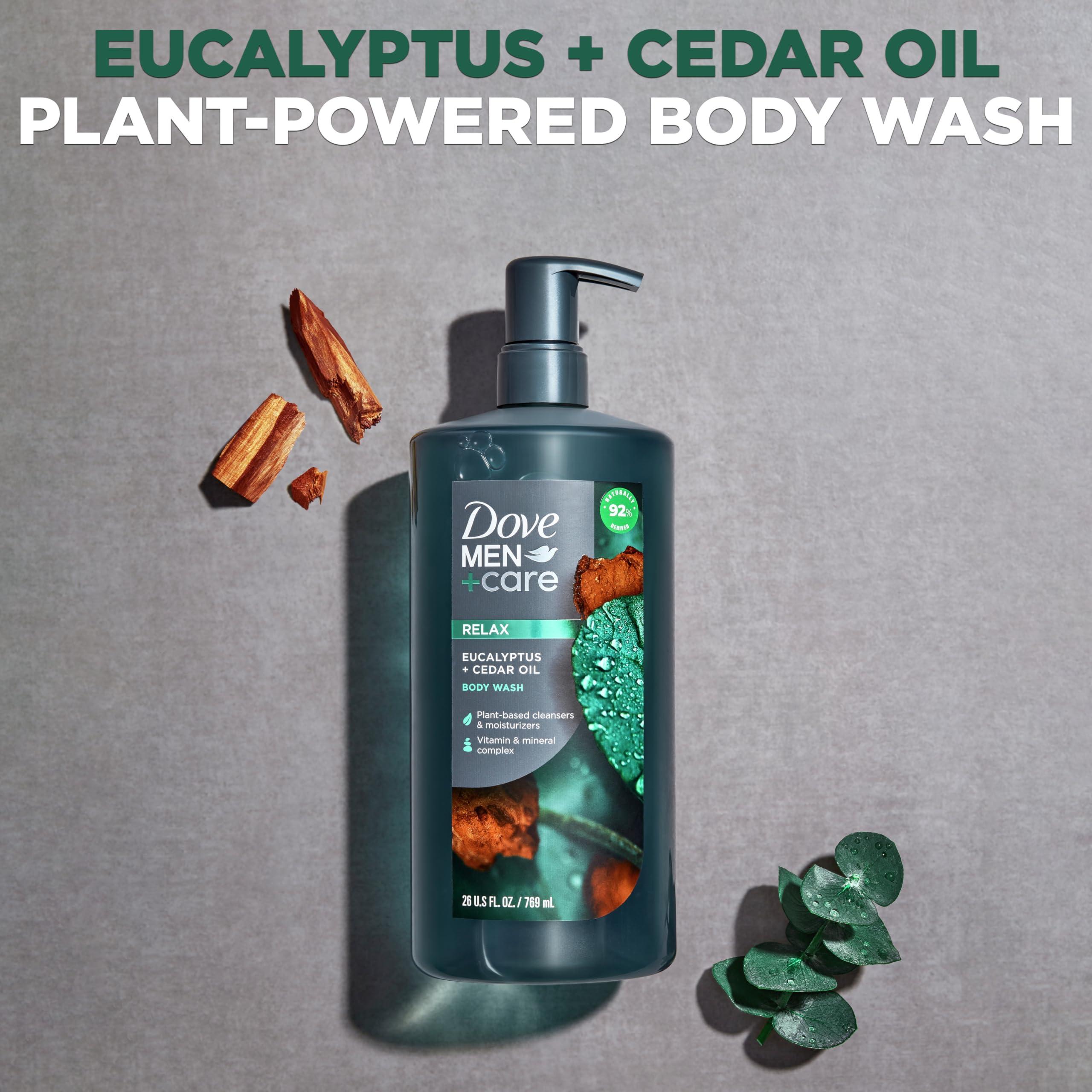 DOVE MEN + CARE DOVE MEN + CARE Eucalyptus Cedar Body Wash Bundle (Pack of 4) 18 Fl Oz + 26 oz Body Wash