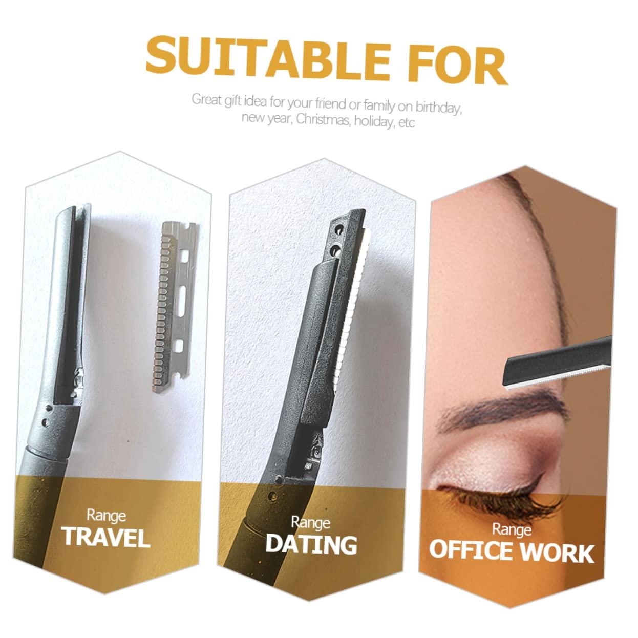 MUSISALY MUSISALY Men's Eyebrow Trimmer Lightweight with 6 Replacement Blades Black for Travel Home Use