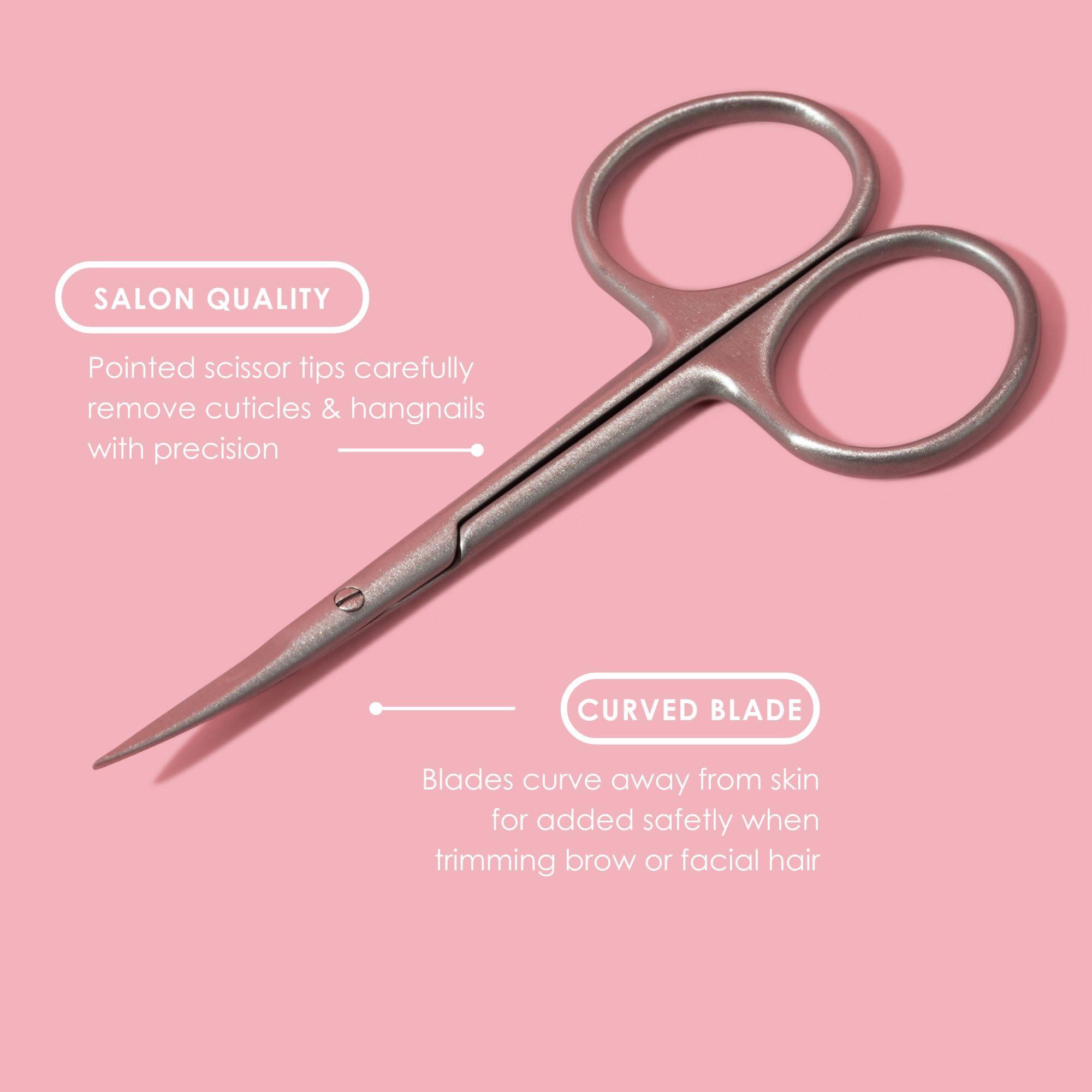 JAPONESQUE JAPONESQUE Beauty Scissors for Trimming Facial Hair, Brow and Nail Care with Ultra-Sharp, Salon-Quality, Stainless Steel Blades, Curved for Safety and Precision