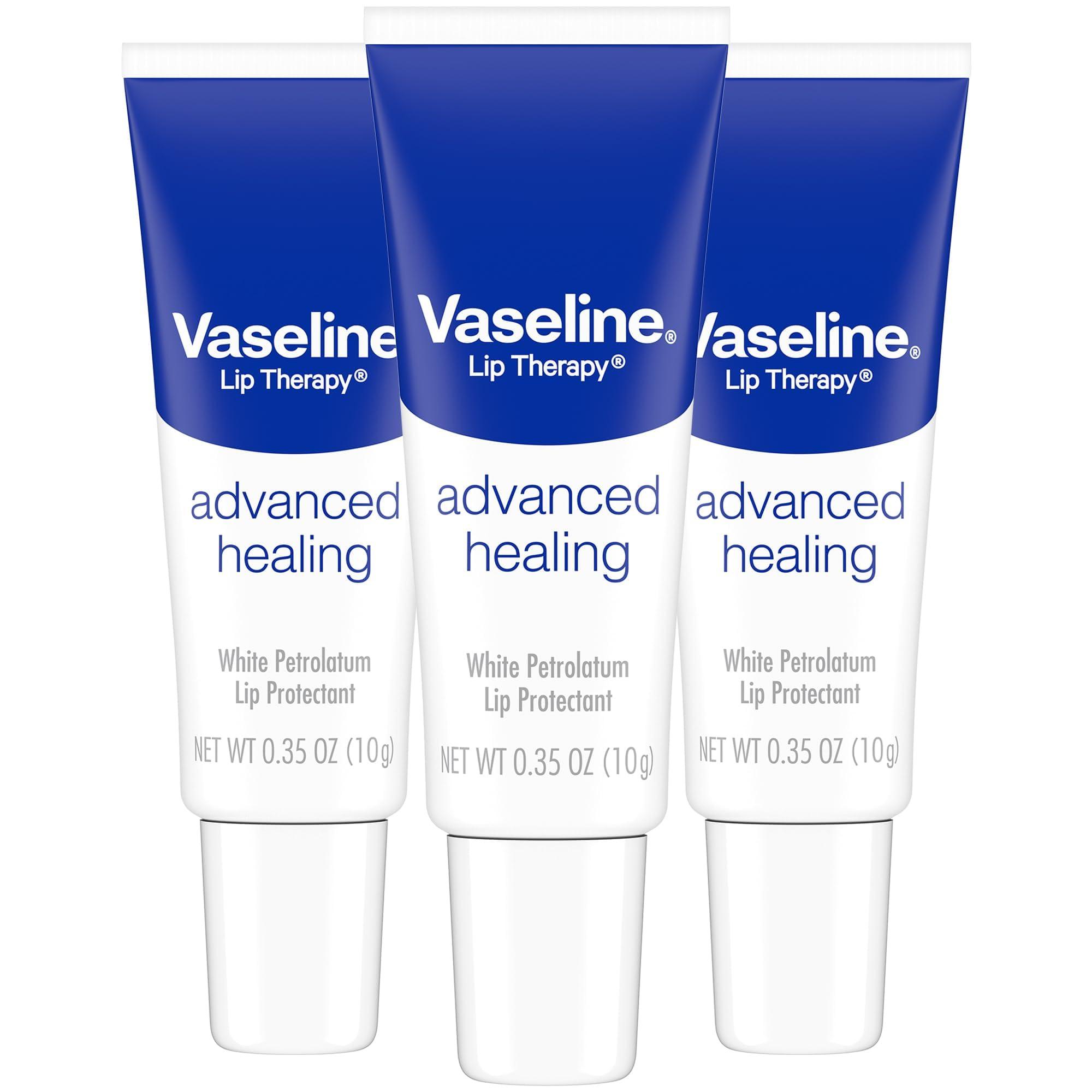 Vaseline Vaseline Lip Therapy Advanced Healing Lip Balm Tube 3-Pack  White Petroleum Lip Protectant, 0.25 Oz Ea