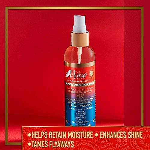 The Mane Choice The Mane Choice A-MAZ-ZON HAIR DAY - RADIANT REFLECTIVE OIL - Lightweight Shine Booster that Helps Retain Moisture, Flyaway-free - Infused with Biotin, Rose of Jerico, Amla Oil, Vitamins C,D,E (8 OZ)