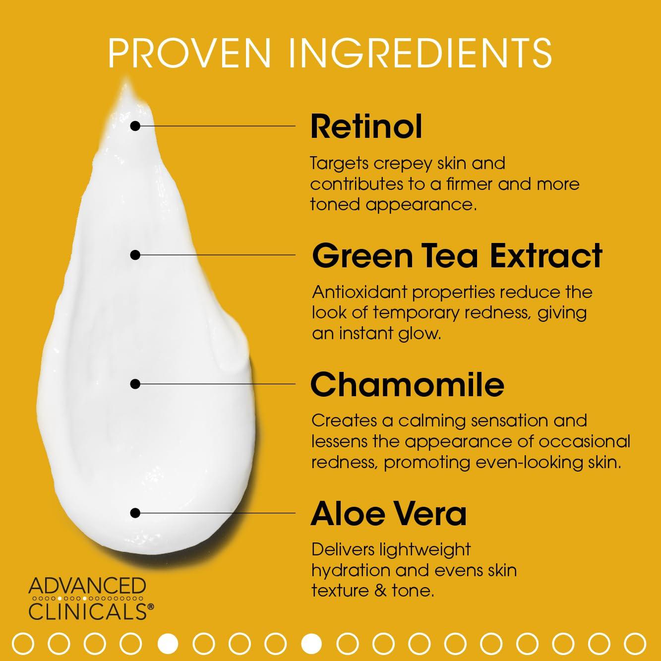 Advanced Clinicals Advanced Clinicals Retinol Body Lotion Moisturizer Face Lotion & Body Cream | Crepey Skin Care Treatment Targets Look Of Crepe Skin, Wrinkles, Sagging Skin, & Sun Damaged Skin, 16 Oz