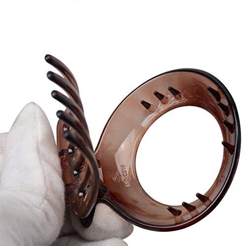 Suoirblss 2 Pcs Womens Round Circle Side Slide Bun French Hair Clip Hair Comb Resin BB Clip High-grade Headwear Hair Claw Clamp Clip (Brown)