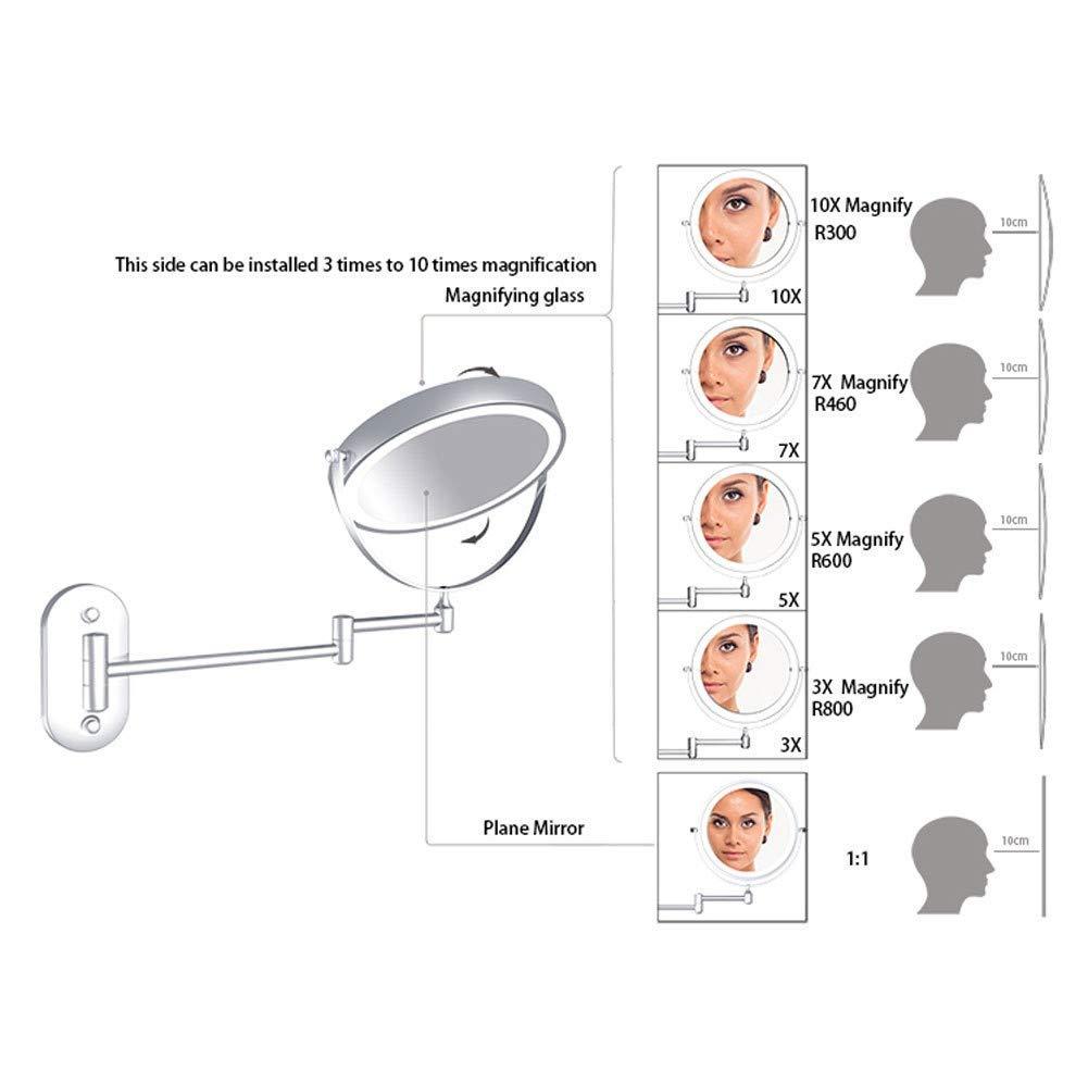 IJPDXOLBQ IJPDXOLBQ Makeup Mirror Wall Mount Led Lighted 10X Magnifying Cosmetic Mirror 360&Deg Swivel Extendable Two Sided Vanity Mirror,Powered by 4 X AAA Batteries 8 inch