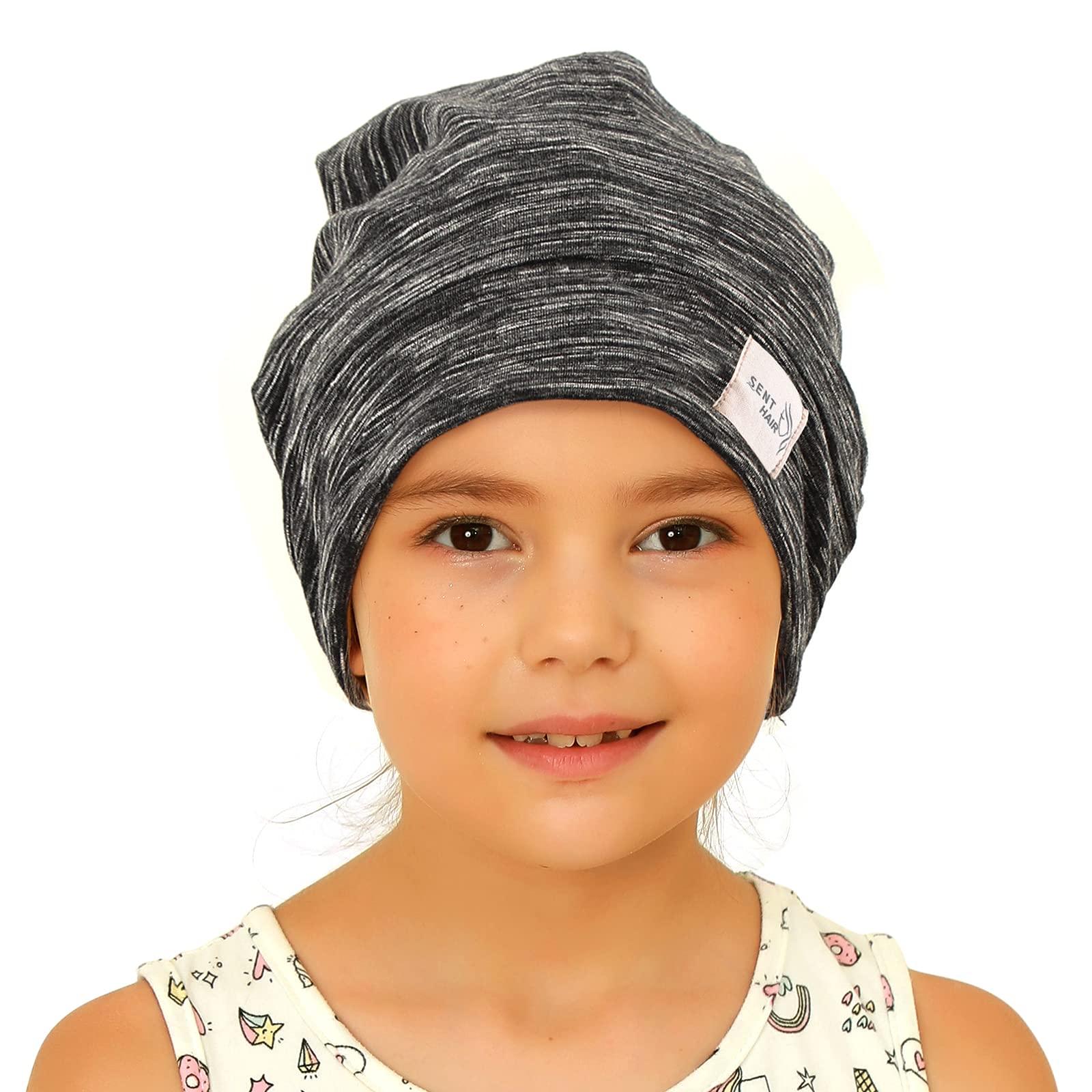 sent hair sent hair Kids Satin Lined Bonnet Silk Slouchy Beanie for Natural Hair Adjustable Sleep Bonnet Slap Cap for Kids/Child/Teens (4-10 Years Old,Black)