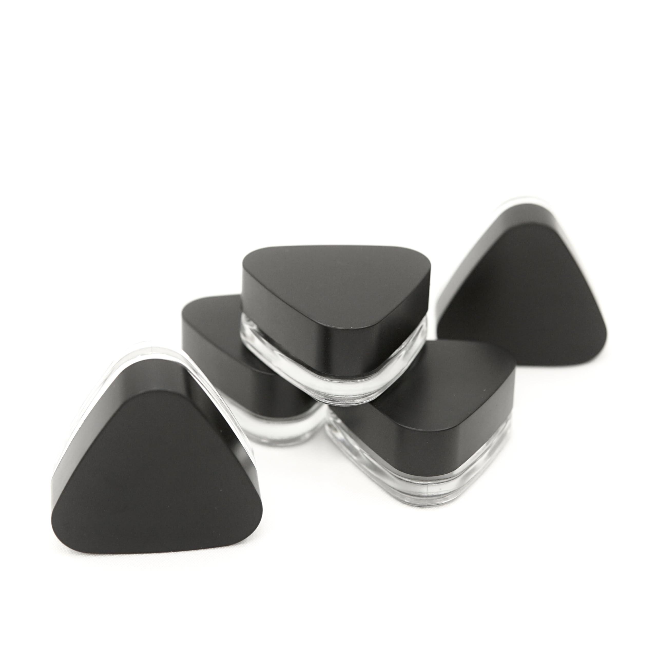 CannaAroma Child Proof 5ml Triangle Jar Glass Containers (60 Pack) - Triangle Jars (Black Lid)