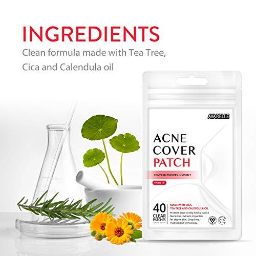 AVARELLE AVARELLE Acne Pimple Patch (40 Count) Absorbing Hydrocolloid Spot Treatment with Tea Tree Oil, Calendula Oil and Cica, Certified Vegan, Cruelty Free (VARIETY / 40 COUNT)