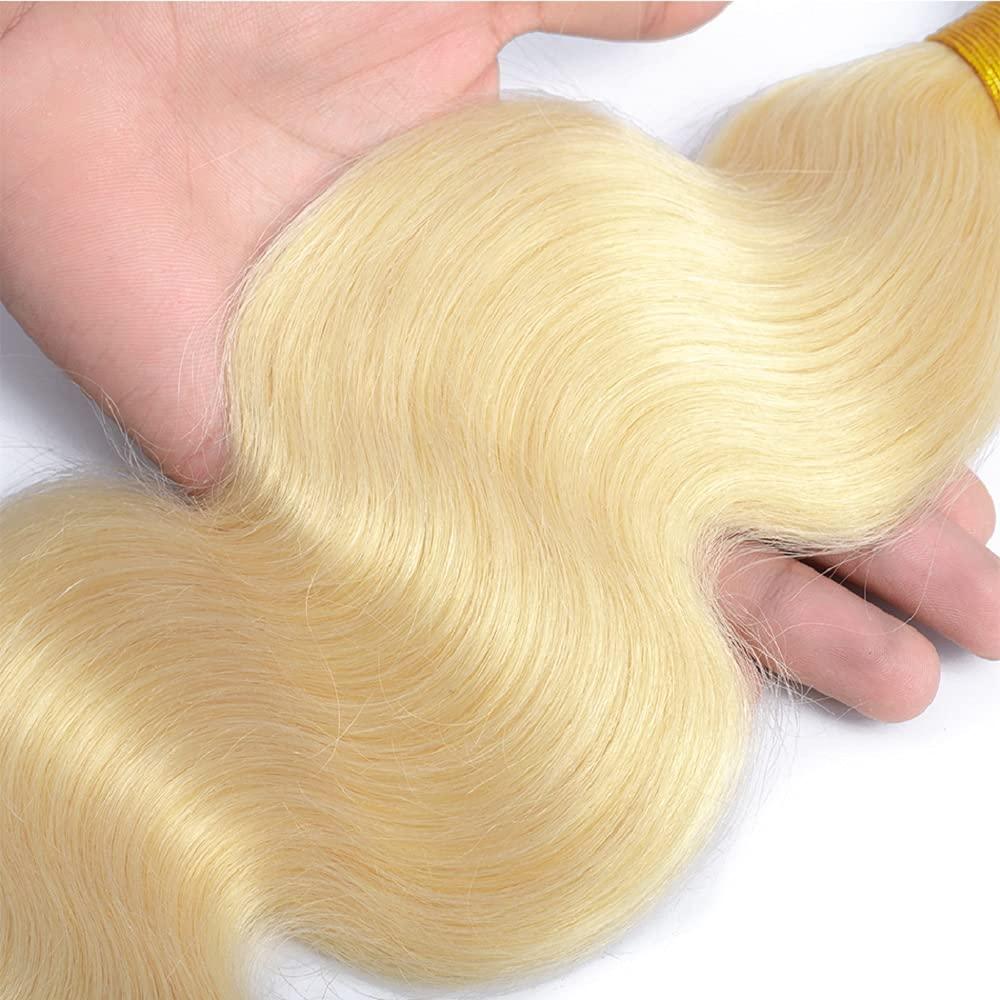 Freiuoke 613 Bundles Blonde Body Wave Human Hair Bundles 26 28 30 Inch Brazilian Unprocessed Virgin Hair 3 Bundles 613 Body Wave Bundles Hair Weave Blonde Bundles Human Hair Extensions
