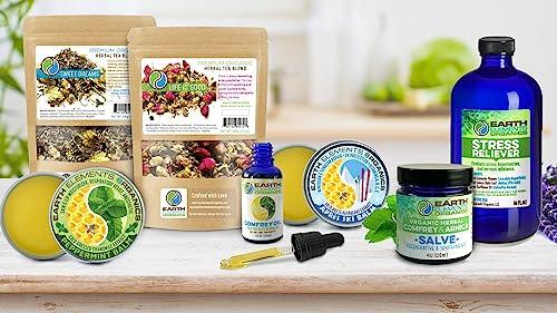 Earth Elements Organics Organic Comfrey Oil Raw, Infused, Pressed Herbal Oil. Comfrey Leaf, Sunflower Seed Oil 4 fl.oz.