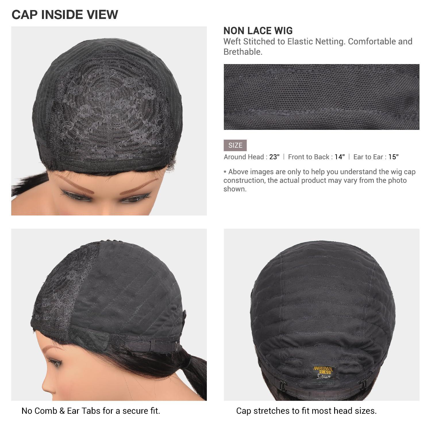 Motown Tress Motown Tress Human Hair Wig Silver Gray Hair Collection SH.Perri (DARK BROWN WITH MEDIUM AUBURN FROST F430)